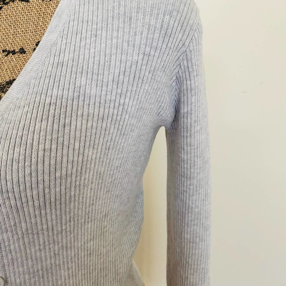 Brandy Melville Heather Grey Cropped Ribbed Cotton Button Down Cardigan SOLD - Picture 4 of 6